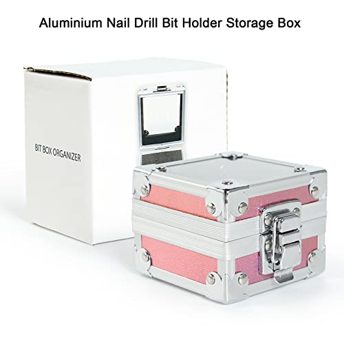 LXIANGN Aluminium Nail Drill Bit Holder Storage Box, 25 Holes Nail Drill Grinding Bit Stand Display Case Efile Nail Bits Organizers Container For Nail Art (pink)