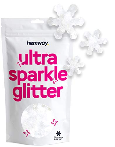 Hemway Ultra Sparkle Glitter - 1/8" 0.125" 3mm - Snowflake Holiday Winter Snow Fall Glitter for Nails, Face, Arts, Crafts, Decoration - White - 50g