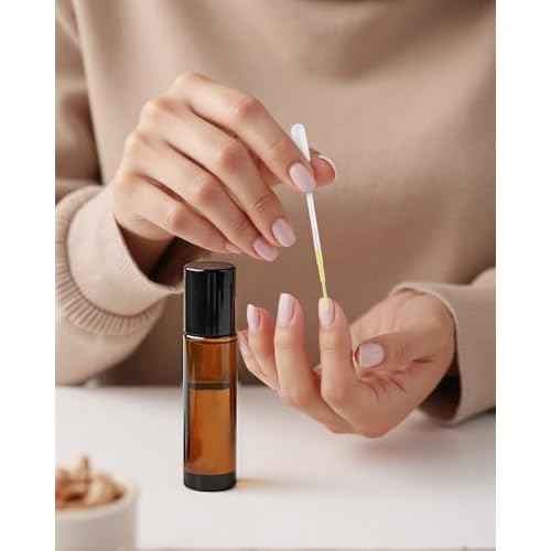 4 Pack Essential Oil Roller Bottles, 10ml Refillable Amber Glass Roller Bottles with Stainless Steel Roller Balls and Caps for Travel, Perfume and Lip Gloss