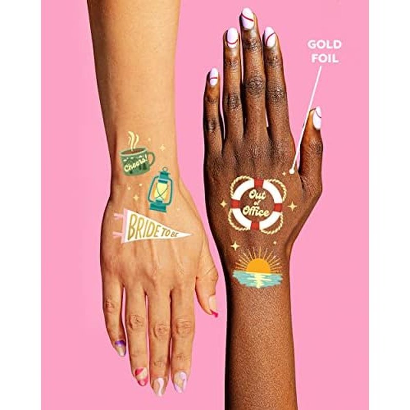 xo, Fetti Camp Bachelorette Temporary Tattoos - 42 Gold Foil Styles | Glamping Bachelorette Party Decoration, Outdoor Bridal Accessory, Bridesmaid Favor, Bride to Be Gift + Bridal Shower Supplies
