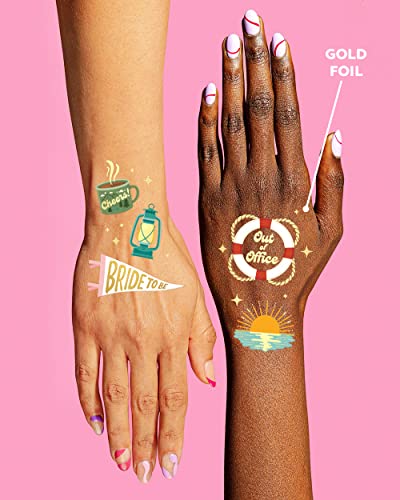Camp Bachelorette Temporary Tattoos - 42 Gold Foil Designs