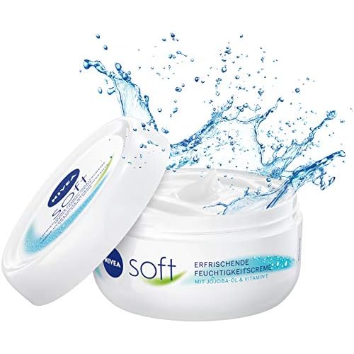 NIVEA Soft erfrischende Feuchtigkeitscreme (200 ml), pflegende Soft Creme mit Vitamin E und Jojoba-?l, schnell einziehende Hautcreme