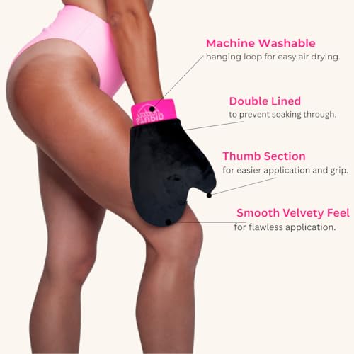 Self Tanning Mitt Applicator with Thumb | Double-Lined Velvet Glove for Flawless, Applying Tanning Mousse or Lotion | Soft, Reusable & Washable Self Tan Mitt