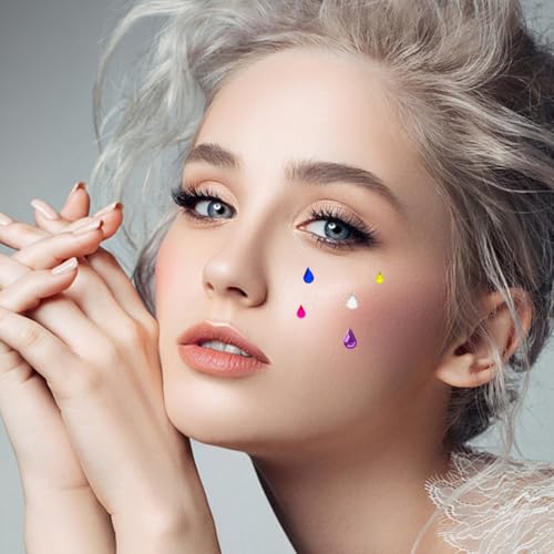 Children Face Gems Stickers 5 Sheets Self Adhesive Rhinestone Decals for Festival Party Makeup and Performance Face Jewels