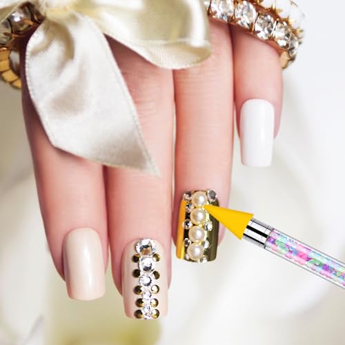 Tatuo 4 Pack Rhinestone Picker Tools with Glow Tips for Nail Art & Crafting