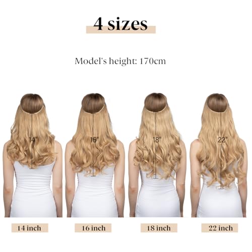 SARLA Invisible Wire Hair Extensions 14 Inch Dark Brown