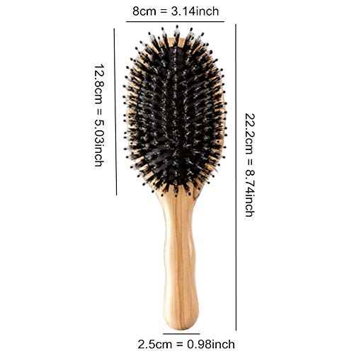 Wild Boar Bristle Hairbrush with Waxed Olive Wood Handle for Styling, Smoothing, Detangling Thick, Thin, Straight, Curly, Wavy, Dry, Damaged Hair to Women, Men, Ladies, Giftbox Included