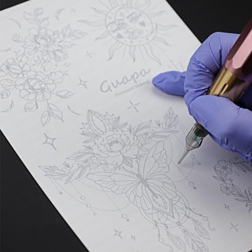 Silicone Tattoo Practice Skin with 9 Pre-Printed Designs (2-Pack)
