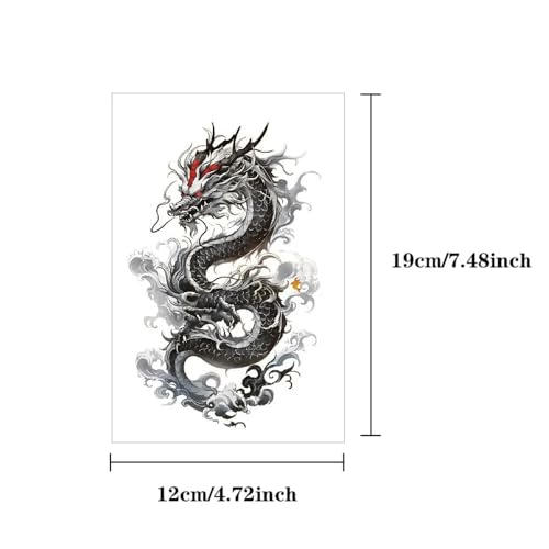 Temporary Tattoo Stickers 8 Pack - Dragon, Owl, Rose Design