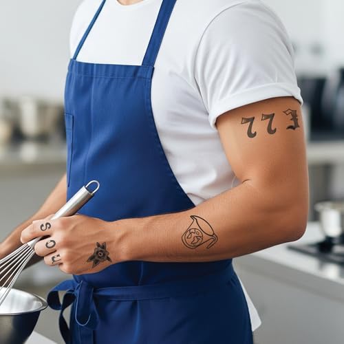 Cosplay Temporary Tattoos - Chef Inspired Design for Halloween, Costume Parties & Fan Conventions - MADE in USA - DOUBLE PACK!