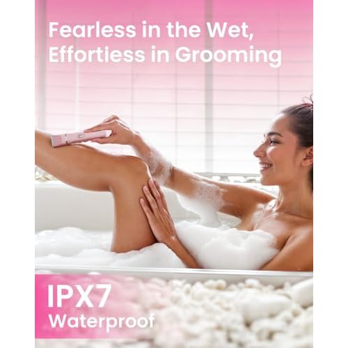 Bikini Trimmer for Women, Dovety 3 in 1 Painless Electric Razors for Women, Rechargeable Pubic Hair Trimmer Electric Shaver for Legs Body Facial Hair, IPX7 Waterproof, Ceramic Blade, USB Charge Dock