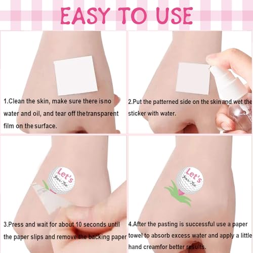 Pink Golf Temporary Tattoos - 96 Stickers Party Favors