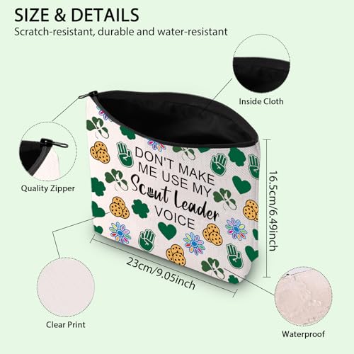 FOTAP Scout Troop Leader Cosmetic Bag Girl Leader Zipper Pouch Troop Cosmetics Bag Scout Leader Gift (scout leader)