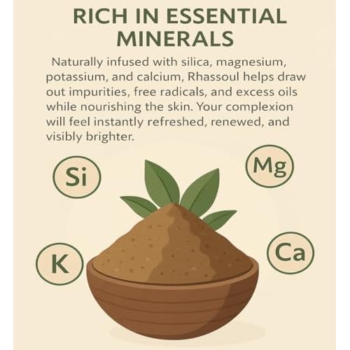 FERIHA Moroccan Rhassoul Bio Mineral Clay Powder ? Natural Face, Body & Hair Mask | Deep Cleansing, Revitalizes Skin & Enhances Elasticity | 200g / 7oz