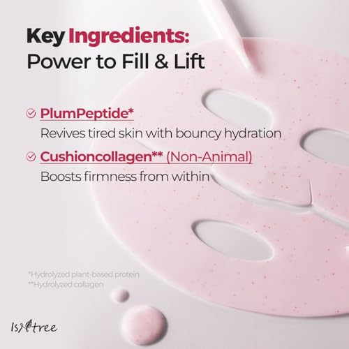 IsNtree Plum Peptide Plumping Gel Mask 30g x 4 Sheets | Korean Skincare | Cooling Gel Mask for Hydration & Firming | Peptides + Plum Extract