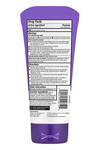 Amazon Basics Maximum Strength 10% Benzoyl Peroxide Acne Face Wash, 5 oz