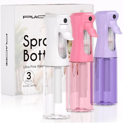 3-Pack Pink Purple White 6.8 oz Continuous Spray Bottles for Hair & Styling