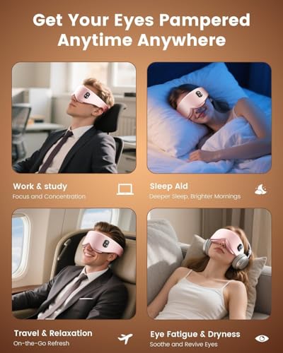 Cordless Heated Eye Mask for Dry Eyes & Improved Sleep - Pink