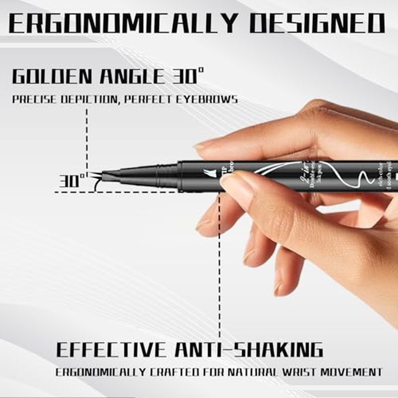 2-in-1 Curved Eyebrow Pen & Eyeliner - Waterproof, Smudge-Proof