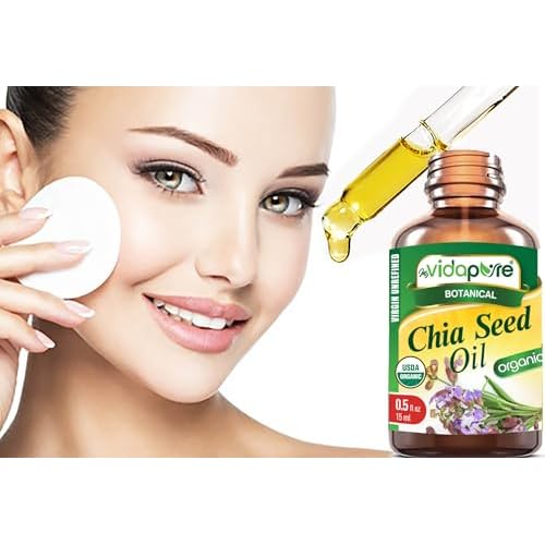 MYVIDAPURE Organic CHIA SEED OIL Certified Organic 100% Natural Pure VIRGIN UNREFINED Undiluted Cold Pressed Carrier Oil for Face Skin Body Hair Lip Nails Anti-Aging Rich in Vitamin E (0.5 Fl Oz)