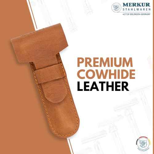 MERKUR Leather Razor Case - Brown Cowhide, Fits All MERKUR Razors Except 24001, Up to 110 mm