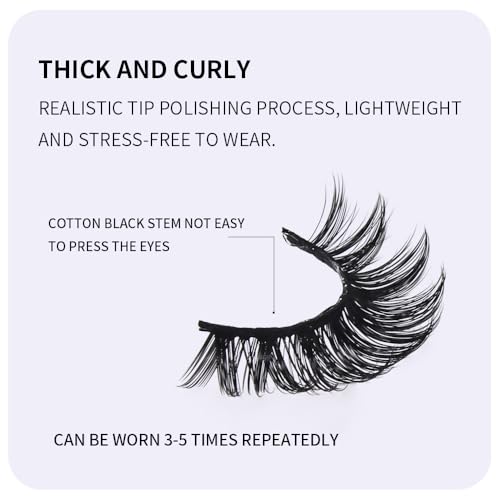 Russian Strip Lashes 7 Pairs D Curl Fluffy Wispy Mink