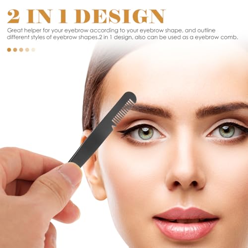 Eyebrow Tweezers 2 in 1 Stainless Steel Slant Tip with Comb ? Precision Brow Shaping Tool 3 Pack for Women, Facial Hair Removal & Lash Applicator, Professional Grooming Tweezers