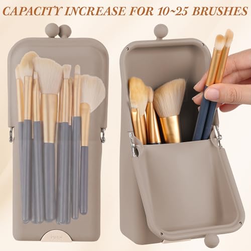 Silicone Makeup Brush Holder - Travel Case with Suction