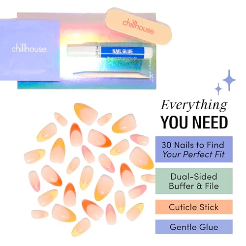 Chillhouse French Tip Press-On Nails Kit - Costa Sunset Almond