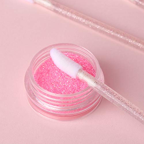 Disposable Lip Brush Set - 100 Pink Lipstick Applicators & Gloss Wands