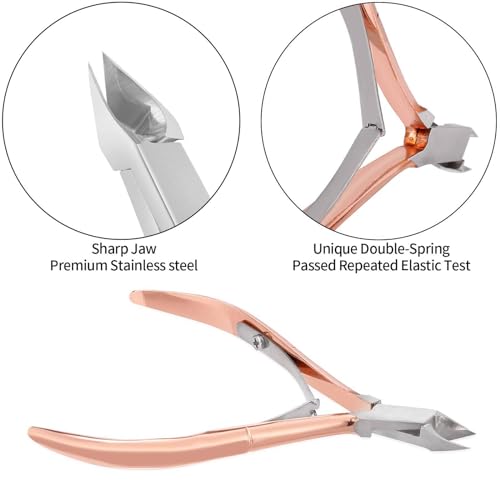 YINYIN 3-in-1 Cuticle Trimmer Set - Rose Gold Stainless Steel Tools