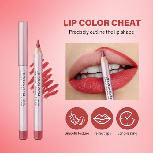 Mooppom 2-in-1 Lip Makeup Kit - 4 Nude Lip Liners & Plumper Gloss