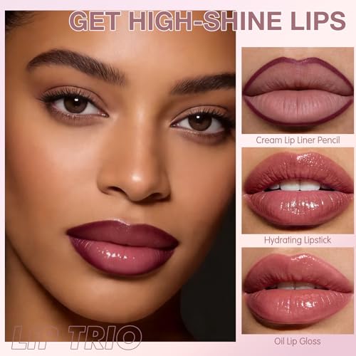 3-Piece Hydrating Lip Combo Set - Lip Liner, Lipstick & Gloss