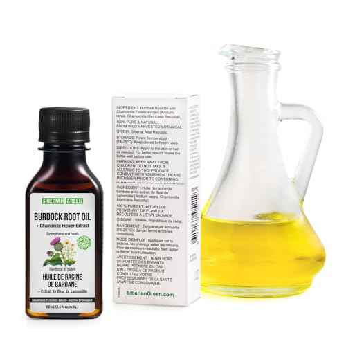 Siberian Green Burdock Oil with Chamomile Extract ? 100ml Burdock Root Oil for Hair Growth, Hair Thinning and Loss ? Pure and Natural Siberian Herbs ? Strengthening and Healing Hair Care