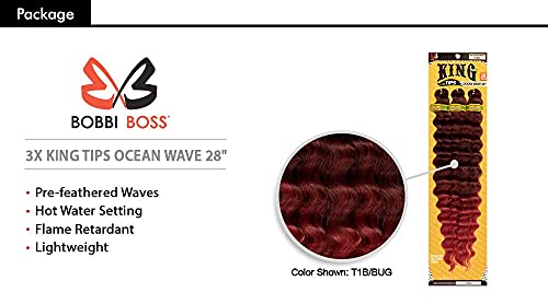 Multi Pack Deals Bobbi Boss Synthetic Hair Braids Pre-Feathered 3X King Tips Ocean Wave 28" (3-Pack, 4)