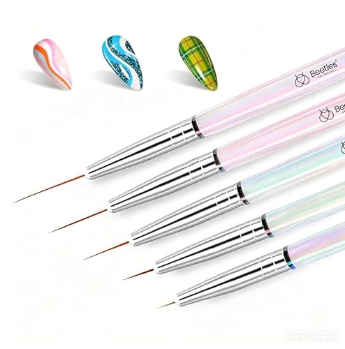 Beetles 5-Piece Nail Art Liner Brush Set - Fine Detail Drawing Tools
