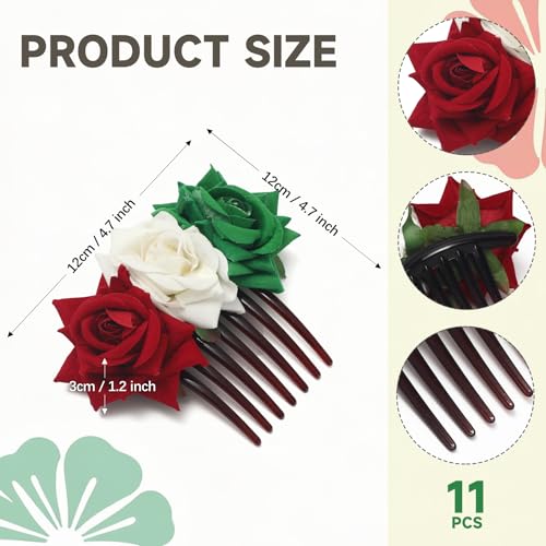 Whaline Mexican Floral Hair Clip Red White Green