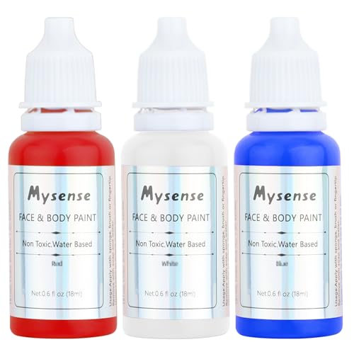 Mysense Red White Blue Face Paint - Water Based, 0.6oz
