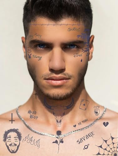 Temporary Tattoo Sheet Face Stickers Kit 21x15cm