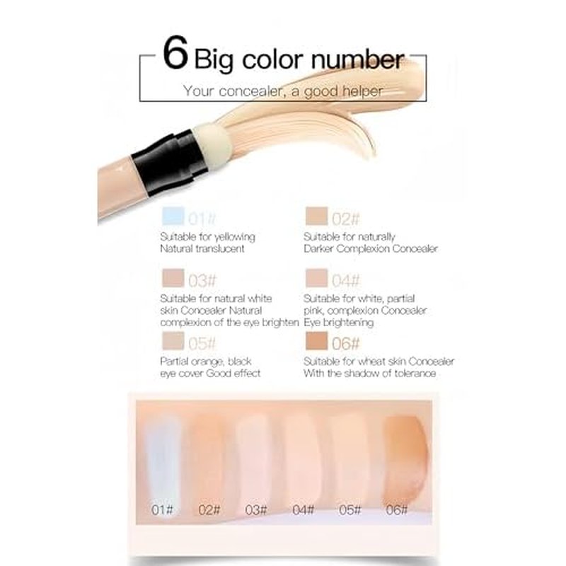 6 Colors Lightweight Full Coverage Contour Concealer Pen Waterproof Natural Color Corrector Concealer Stick (Color 01)