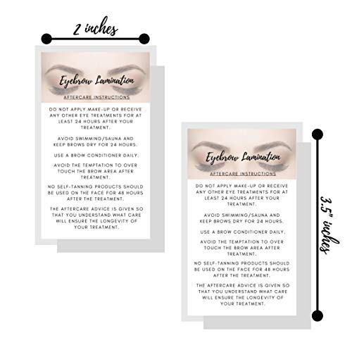 Eyebrow Lamination Aftercare Instruction Cards | 50 Printed