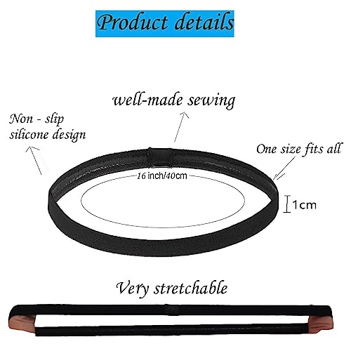 Hexchasty 9pcs Elastic Thin Headbands for Women Stretchy Skinny Headbands Sports Athletic Hair Bands for Women Men Girls Boys Teen Black Multi-colored