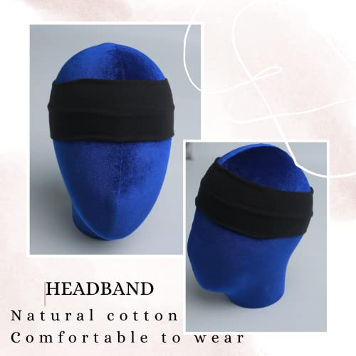 Black Cotton Stretch Headbands for Women (6-Pack)