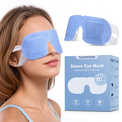 Self Heating Steam Eye Mask: Warm Eye Compress for Dry Eyes & Stye - 10 Packs Unscented Disposable Moist Heated Sleep Mask for Tired Eyes - Travel Airplane Gadgets & Spa Relaxation White Elephant Gift
