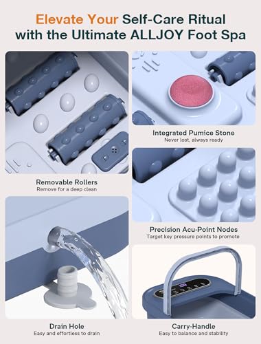 ALLJOY Blue Foldable Heated Foot Spa with Touch Screen & Massage