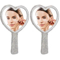 Baluue Heart-Shaped Mirror with Rhinestone Portable Handheld Single-Sided Makeup Mirror for Women Elegant Bling Cosmetic for Beauty Use for Lash and Beauty Use (Pack of 2)