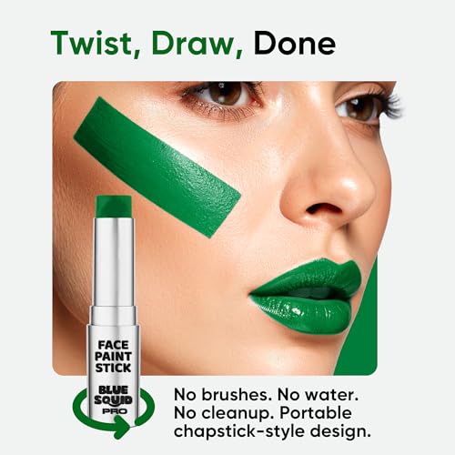 Green Face Paint Stick Waterproof Hypoallergenic Body & Eye Makeup for Cosplay, Sports