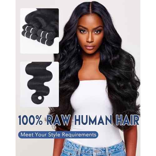 Lucklady 16A Raw Bundles Human Hair Body Wave, 3 Bundles 18 20 22 Inch Body Wave Bundles Human Hair, Triple Lifespan Virgin Remy hair