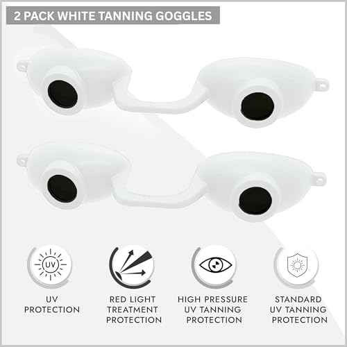 Super Sunnies Flex UV Eye Protection, FDA Compliant Tanning Bed Goggles, Red Light Therapy Glasses, 2 Pack