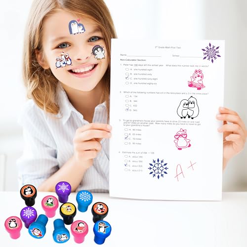 Penguin Party Favors Set - 24 Tattoos & 12 Stamps